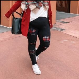 🆕️🍁🍂 4X RED PLAID SHREDDED FULL LENGTH COMFORT WAIST  -  PREMIUM LEGGING🍂